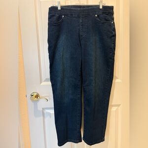 Drapers and Damon’s women’s 14 petite pull on jeans. Inseam 25 inches.